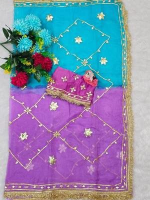 Purple Color gotta work Chiffon Saree 3