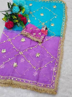 Purple Color gotta work Chiffon Saree 4