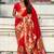 Red woven self design pure silk paithani saree with blouse