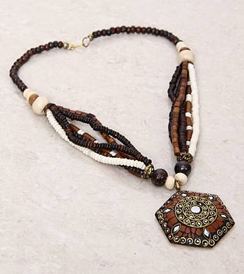 Brown Hexa Tibetean Necklace 3