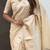 Beige woven self design organza paithani saree with blouse