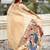Beige woven self design organza paithani saree with blouse