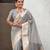 Grey woven self design organza paithani saree with blouse