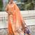 Orange woven self design organza paithani saree with blouse
