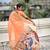 Orange woven self design organza paithani saree with blouse