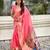 Pink woven self design organza paithani saree with blouse