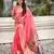 Pink woven self design organza paithani saree with blouse