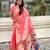 Pink woven self design organza paithani saree with blouse
