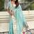 Sky blue woven self design organza paithani saree with blouse