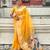 Yellow woven self design organza paithani saree with blouse