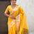 Yellow woven self design organza paithani saree with blouse