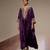 Purple embroidered modal satin kaftan