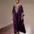 Purple embroidered modal satin kaftan