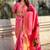 Baby pink woven self design pure silk paithani saree with blouse