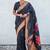 Black woven self design pure silk paithani saree with blouse
