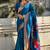 Blue woven self design pure silk paithani saree with blouse