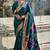 Firozi woven self design pure silk paithani saree with blouse