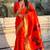 Orange woven self design pure silk paithani saree with blouse