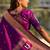 Purple woven self design pure silk paithani saree with blouse