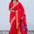 Red woven self design pure silk paithani saree with blouse