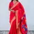Red woven self design pure silk paithani saree with blouse