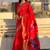 Red woven self design pure silk paithani saree with blouse