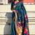 Teal blue woven self design pure silk paithani saree with blouse