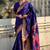 Violet woven self design pure silk paithani saree with blouse