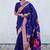 Violet woven self design pure silk paithani saree with blouse