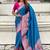 Blue woven self design pashmina silk saree with blouse