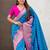 Blue woven self design pashmina silk saree with blouse