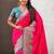 Pink woven self design pashmina silk saree with blouse