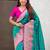 Teal green woven self design pashmina silk saree with blouse