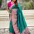 Teal green woven self design pashmina silk saree with blouse