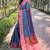 Blue woven self design pashmina silk saree with blouse