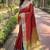 Red woven self design pashmina silk saree with blouse