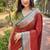 Red woven self design pashmina silk saree with blouse