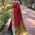 Red woven self design pashmina silk saree with blouse