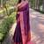 Violet woven self design pashmina silk saree with blouse