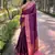 Violet woven self design pashmina silk saree with blouse