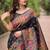 Black woven self design pashmina silk saree with blouse