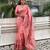 Pink woven self design pashmina silk saree with blouse