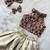 Maroon & gold brocade woven jacquard one-shoulder top with flared skirt ethnic co-ord set for girls