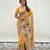 Yellow woven self design pashmina silk saree with blouse