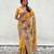 Yellow woven self design pashmina silk saree with blouse