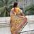 Yellow woven self design pashmina silk saree with blouse