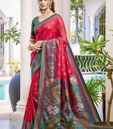 red silk saree with blouse piece