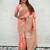 Peach woven self design pashmina silk saree with blouse