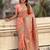 Peach woven self design pashmina silk saree with blouse