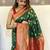 Green woven self design silk blend paithani saree with blouse